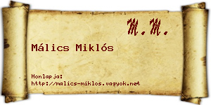 Málics Miklós névjegykártya