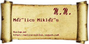 Málics Miklós névjegykártya