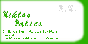 miklos malics business card